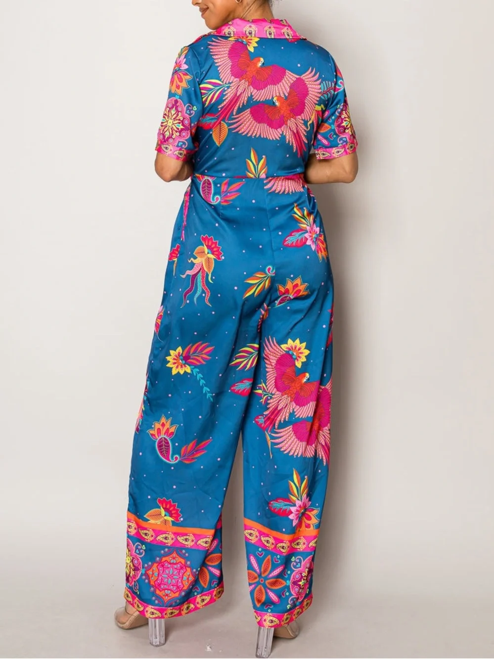 ENDLESS MOON TROPICAL BIRD RESORT JUMPSUIT size S